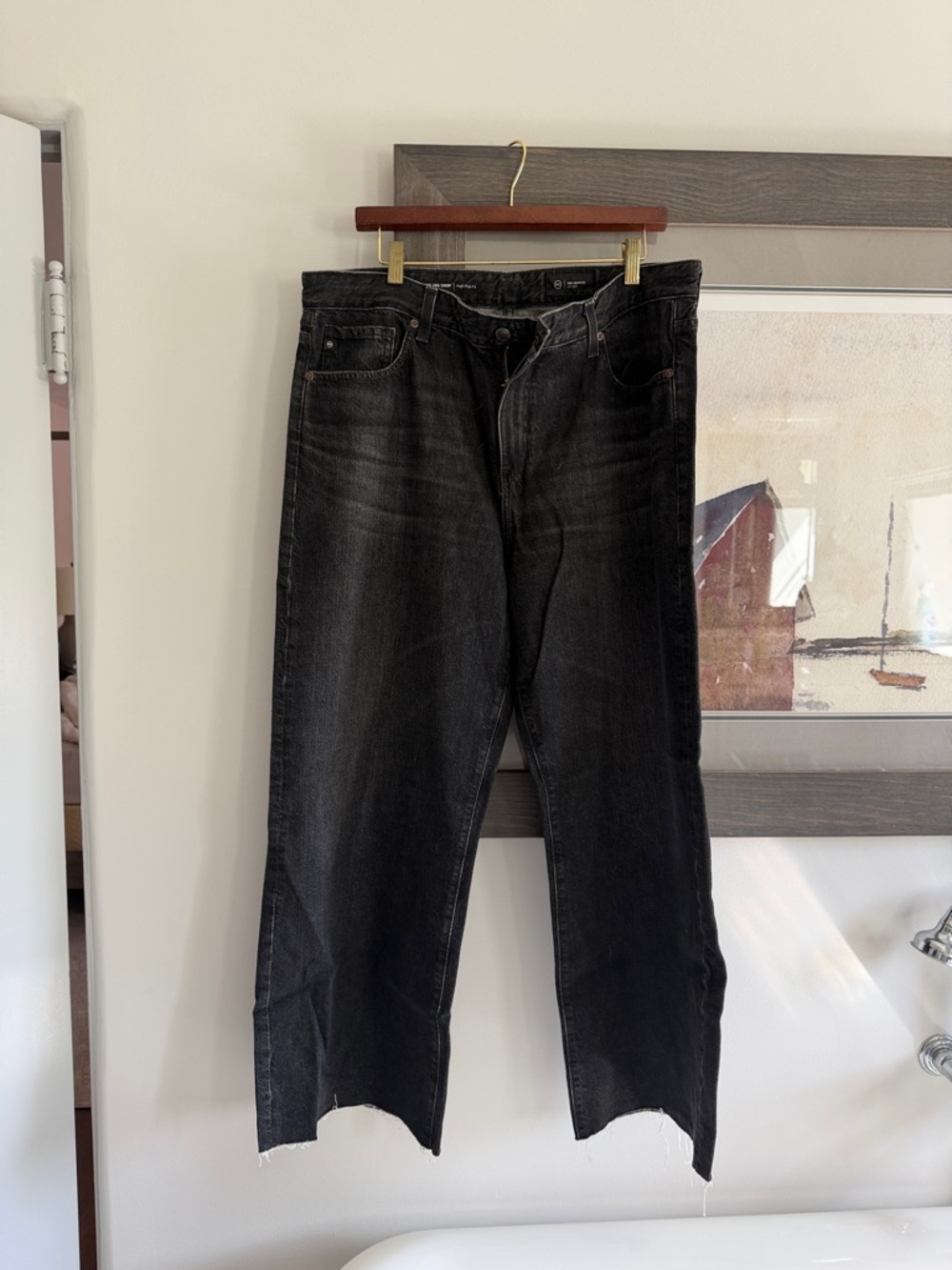 Women's AG Saige Wide Legged Cropped Jeans Dark Wash EUC
